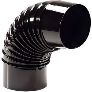 COUDE 90° ANGLE DROIT EVACUATION FUMEE RACCORDEMENT EMAILLE NOIR POUR TUBAGE CONDUIT CHEMINEE POELE Ø 150 mm