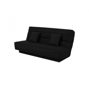 Banquette clic-clac unie avec housse noire + 2 coussins - CC10003 - Noir - Fabriqu&eacute; en France - Dunlopillo