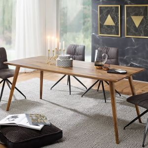 Table de salle à manger en bois de Sheesham REPA - Design rétro compact - Carré - 120x60x76cm