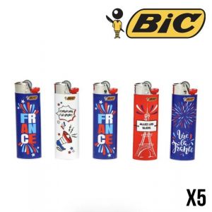 BRIQUETS BIC MAXI J26 COCORICO FRENCHIE JO JEUX OLYMPIQUES FRANCE EURO ALLEZ LES BLEUS BLEU BLANC ROUGE X5 + 1 CADEAU RLBSL