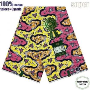 Tissu - Super Wax - Hollandais African Wax Fabric - 6 Yards - Haute Qualité pour Robe de Mariage et Blazer - Type 090