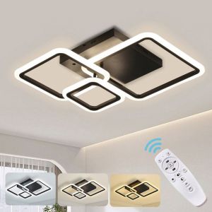Plafonnier LED Modern Rectangulaire 42W Lampe de Plafond Lustre avec T&eacute;l&eacute;commande - 3000K-6500K - 48&times;48&times;11cm - pour Salon Chambre