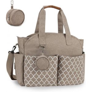 Sac &agrave; Langer pour B&eacute;b&eacute; 13 poches Rangements multiples Sac de Maternit&eacute; Sac &agrave; Couches de Voyage avec Bandouli&egrave;re Beige