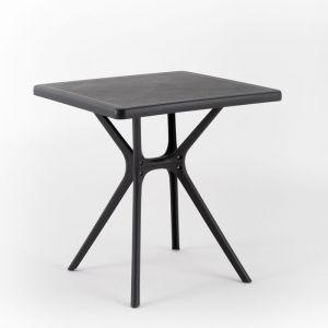 Table de jardin carr&eacute;e - RATTATAN - 80x80 cm - Anthracite - R&eacute;sine - 4 personnes