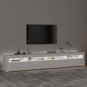 Meuble TV - Banc TV - Table TV - avec lumières LED - Blanc - 240x35x40 cm - T524