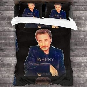 Housse De Couette - JOHNNY HALLYDAY - 3 pi&egrave;ces - Multicolore - Synth&eacute;tique - 200 x 200 cm