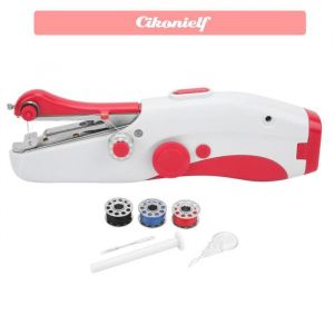 Cikonielf mini machine &agrave; coudre Machine &agrave; coudre &agrave; main portable mini-petite maison &agrave; double aiguille electromenager machine Rouge