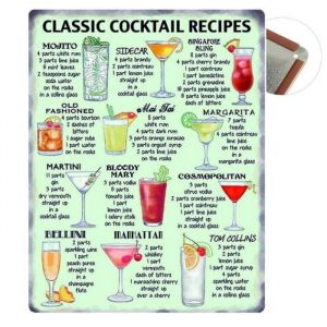 Grand Teint Vintage Plaque Métallique 20x30cm Poster en Métal Mural Plaque Décorative pour Restaurant PubSérie Bière Cocktail Menu