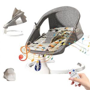 Balan&ccedil;oire pour b&eacute;b&eacute;s transat b&eacute;b&eacute; gar&ccedil;on et fille bascule dint&eacute;rieur avec 5 vitesses de balancement musique et Bluetooth-gris