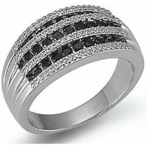 Bague Femme - GOOIX - Glamourist 943-03584 - Argent et noir - Oxyde de zirconium - Diamètre 178 mm