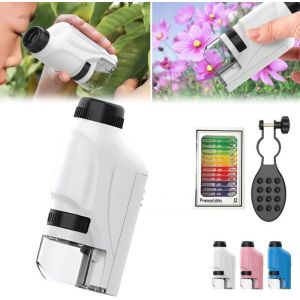 Le Petiscope Enfant Petiscope Enfant Microscope Portatif Microscope Enfant Portable Microscope Portable Enfant60x-120x (Blanc)