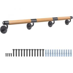 Main Courante Dolibest 300cm en Bois H&ecirc;tre Ronde 3.8cm S&eacute;curit&eacute;