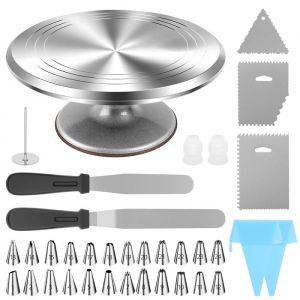 Plateau à gâteau en Aluminium 12INCH Plateau Tournant Gateau Plateau Tournant Patisserie - Kit pour Fête danniversaire Festival