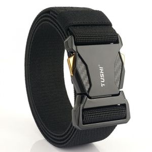 Ceinture Tactique Homme Ceinture Automatique Homme Ceinture Militaire Nylon avec Boucle en M&eacute;tal &agrave; Lib&eacute;ration 125CM Noir