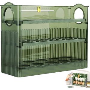 Étagère de Rangement Oeufs - MTEVOTX - Boîte à œufs - Capacité 30 Oeufs - 3 Niveaux - Plastique Vert