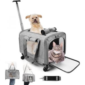 Sac À Dos Chat Chien Caisse De Transport Chat En Maille Respirant Avec Roulettes Pliable Panier De Transport Caisse De Transport