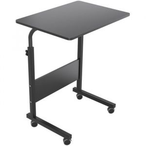 SogesHome Table Roulante de Lit Canapé pour Ordinateur Portable Hauteur Réglable Table dappoint 60 * 40cm Noir