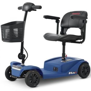 S1 LITE X Scooter électrique 4 roues 250W Siège pliable 20km Lithium 12AH Mobilité pour réduite et seniors -Bleu