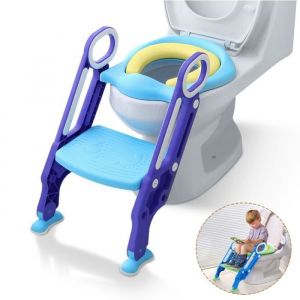 LILIIN Marchepied WC Enfant Pliable Bleu-Violet Poignées Sécurité Hauteur Réglable Antidérapant Reducteur de WC