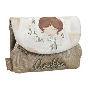 Anekke Porte-monnaie femme Sophia &agrave; rabat clic-clac 13x10x2 cm - Multicolore/Marron