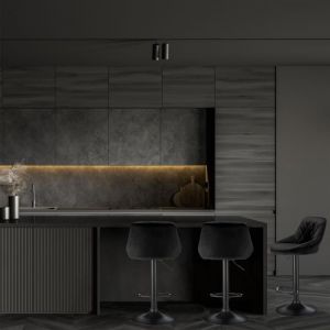 Lot de 8 Tabourets de Bar Cuisine YOULUOSS en Velours Noir - R&eacute;glables en Hauteur et Stables