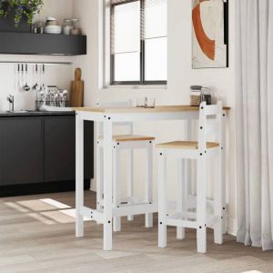 Black FridaySet table et chaises Pour manger/CUISINE - pour repas/salle de s&eacute;jour - Chaises de bar lot de 2 blanc bois de pin soli