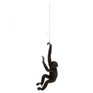 Atmosphera - Objet décoratif Singe suspendu en résine noire - Main Droite