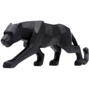 Panthère Sculpture Ornements Sculpture Géométrique Résine Léopard Statue Faune Décoration Maison NOIR