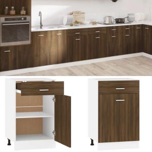 Prix bas - Buffet Bas de CuisineArmoire de plancher &agrave; tiroir haute qualit&eacute; Ch&ecirc;ne marron 50x46x815 cm （848430278556)