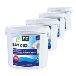 H&ouml;fer Chemie 4 x 5 kg Galets Chlore 200g Multifonction 5 en 1 pour Piscine - Entretien et Nettoyage en 5 Phases