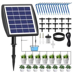 Kit dirrigation goutte &agrave; goutte automatique &eacute;nergie solaire JORMFTTE - Syst&egrave;me Darrosage Automatique de Jardin Avec Tuyau de 15M