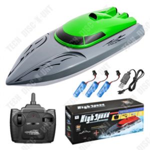 TD Bateau télécommandé 2.4G bateau radiocommandé vert bateau rechargeable bateau telecommandé enfant jouets aquatiques dété bateau