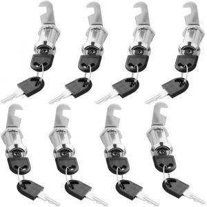 Serrure Batteuse Cylindre 8PCS Serrure Boite aux Lettres avec 16 Cl&eacute;s Verrou de Porte pour Armoire Serrure Batteuse a Came Barill