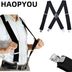 HAOPYOU Bretelles Homme Larges Rglable Bretelles Extra Larges en X pour Hommes Bretelles pour Hommes avec de Tres Fortes  BRETELLES