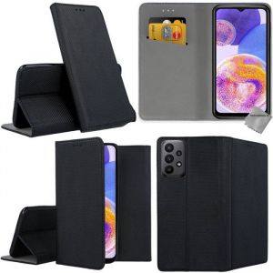 Housse pour Samsung Galaxy A23 4G / 5G - etui coque pochette portefeuille + verre trempe - NOIR MAGNET