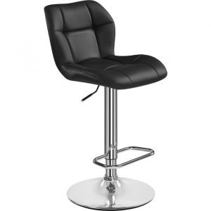 Yaheetech Chaise de Bar Modernes Tabouret de Bar en Similicuir R&eacute;glables en Hauteur Design Capitonn&eacute; Noir
