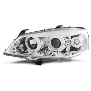 Paire de feux phares Opel Astra G 97-04 angel eyes chrome