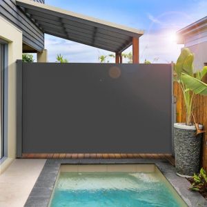 Store Latéral 160 x 350 cmAuvent Latéral ExtensibleParavent Exterieur RetractableBrise VueCoupe-VentImperméableGris