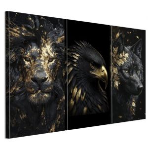 Tableau Decoration Murale - LUMASOUL - 7-2-4-0-2-2-10-3 - Moderne Motif - 3 parties - Noir - 90x60 cm