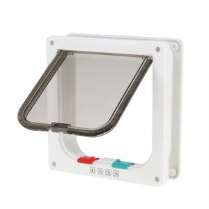Chati&egrave;re intelligente chat porte verrouillable petit porte chien pour animal de compagnie blanc m