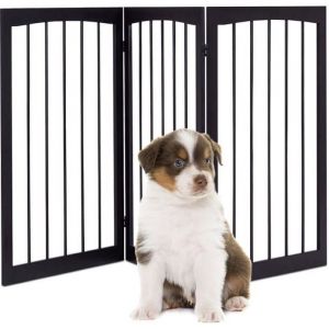 COSTWAY Barrière pour Chien Pliable 3 Pans en Bois de Sécurité 160 x12 x 76CM Grille Protection Modulable Pliable pour Animaux
