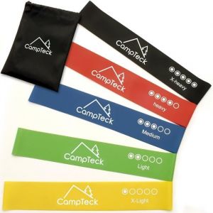 CampTeck Lot de 5 Bandes de Résistance Élastique Latex pour Salle de Gym Exercice Yoga Pilâtes Kinésithérapie Rééducation & ...