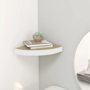Elegant Étagère dangle murale Chêne et blanc 25x25x38 cm MDFBonne vie58612 - Brun 09 Kg