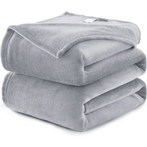 Plaid Couverture Polaire Flanelle en Microfibre Jet&eacute; de Canap&eacute; 150x200 gris argent&eacute; Couverture lit Jete de Canape 2 Personnes