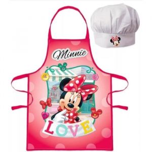 Ensemble de tabliers - Disney - Minnie la Souris - Tablier et Toque - 100% polyester - Pour enfants 3-8 ans