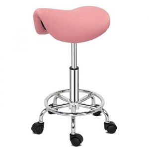ALIGHTUP - Tabouret de massage forme de selle Tabouret à roulettes Rotatif Hauteur réglable Rose