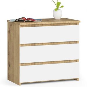 Commode en bois avec 3 tiroirs largeur 60 cm meuble de rangement