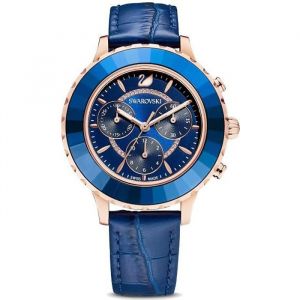 Montre - Swarovski - Octea Lux Chrono - Cuir - Bleu - Femme