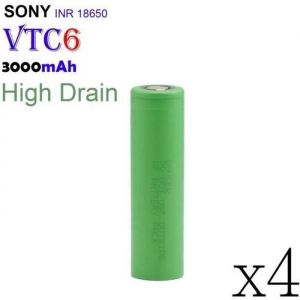 4PCS Accu Sony 18650 VTC6 - 3000 mAh INR 3.7V Rechargeable Li-ion batteries
