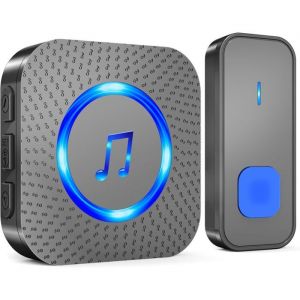 Sonnette sans Fil 300M Sonnette Longue Port&eacute;e &Eacute;tanche Carillon Electronique Kit de Carillon avec R&eacute;cepteurs Enfichables pour